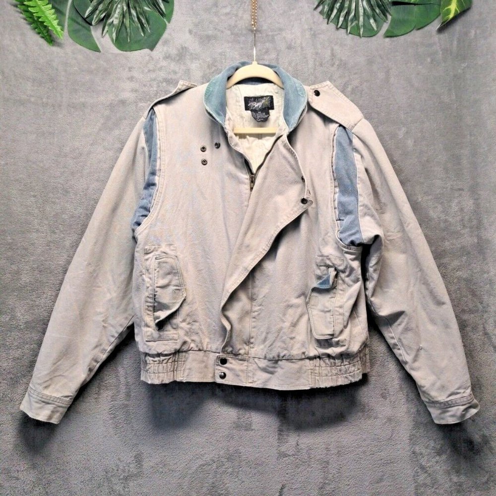 Vintage BANZAI 1980's Men Regular Denim Jacket Flap Pockets Full Zip Size 44